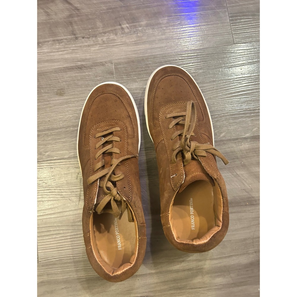 Franco Fortini Cognac Brown Faux Suede Low Top Sneakers Men's 12 Casual Shoes